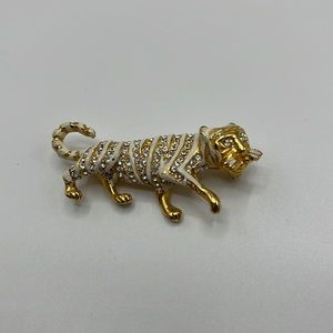 Hattie Carnegie White Tiger Vintage Brooch